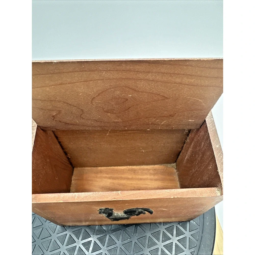 Vintage Wooden Recipes Box W/ 3D Rooster on Front in Original Box JAPAN
